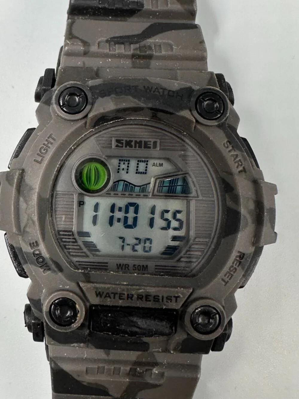 Skmei Digital Watch Men Grey Camouflage 42MM Backlight 1635 New Battery